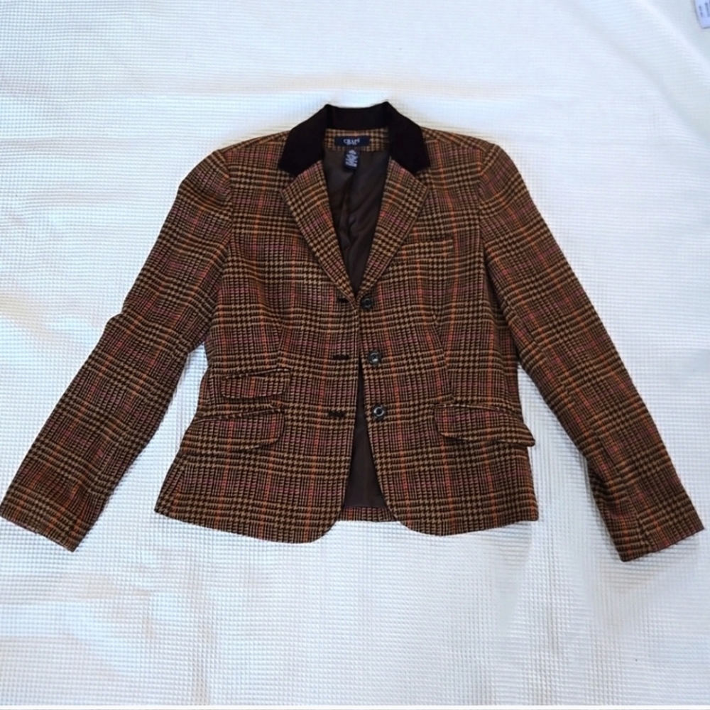 Chaps Vintage Brown Plaid blazer
